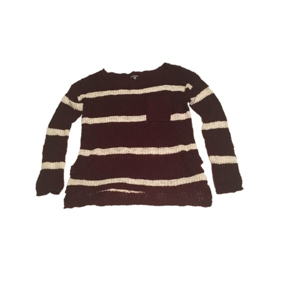 Charlotte Russe Sweaters - ✨️3 For $20✨️ Charlotte Russe Women's sweater S maroon white striped loose knit